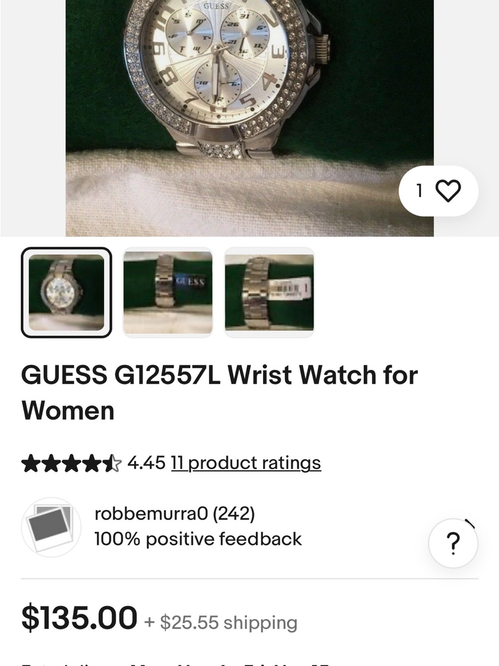 GUESS Silver Crystal-Accent Women's Watch